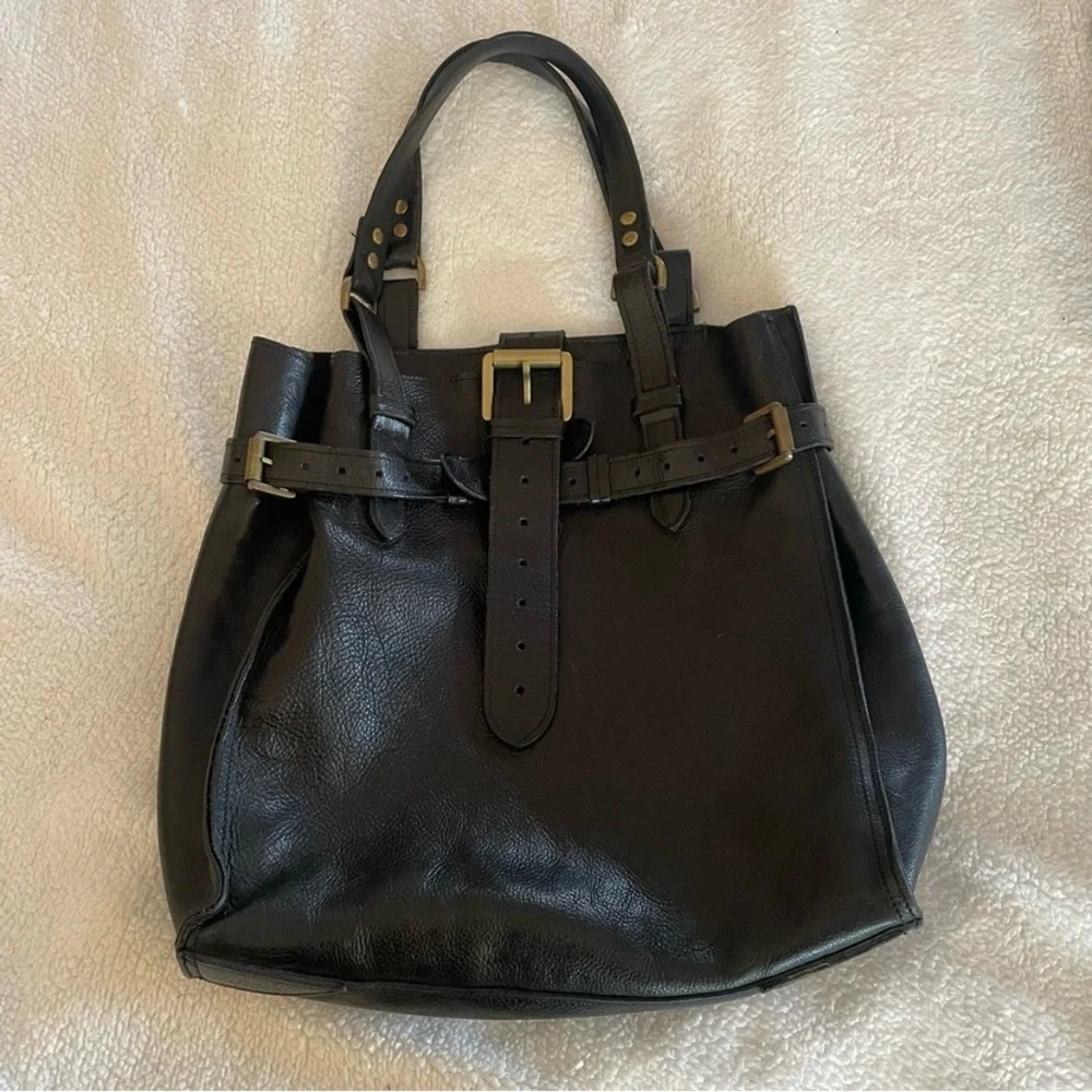 Mulberry Black Leather Top-Handle Tote with Gold Hardware - Picture 3 of 16